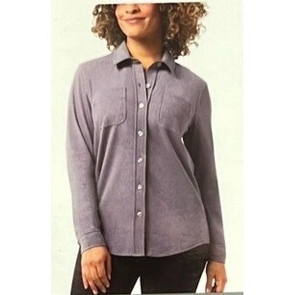 32 Degrees Heat‎ Button Down Shirt Womens Size Medium Purple Long Sleeve